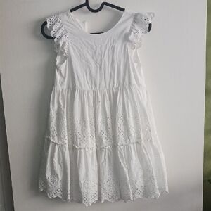 White COTTON EYELET DRESS, LITTLE GIRL